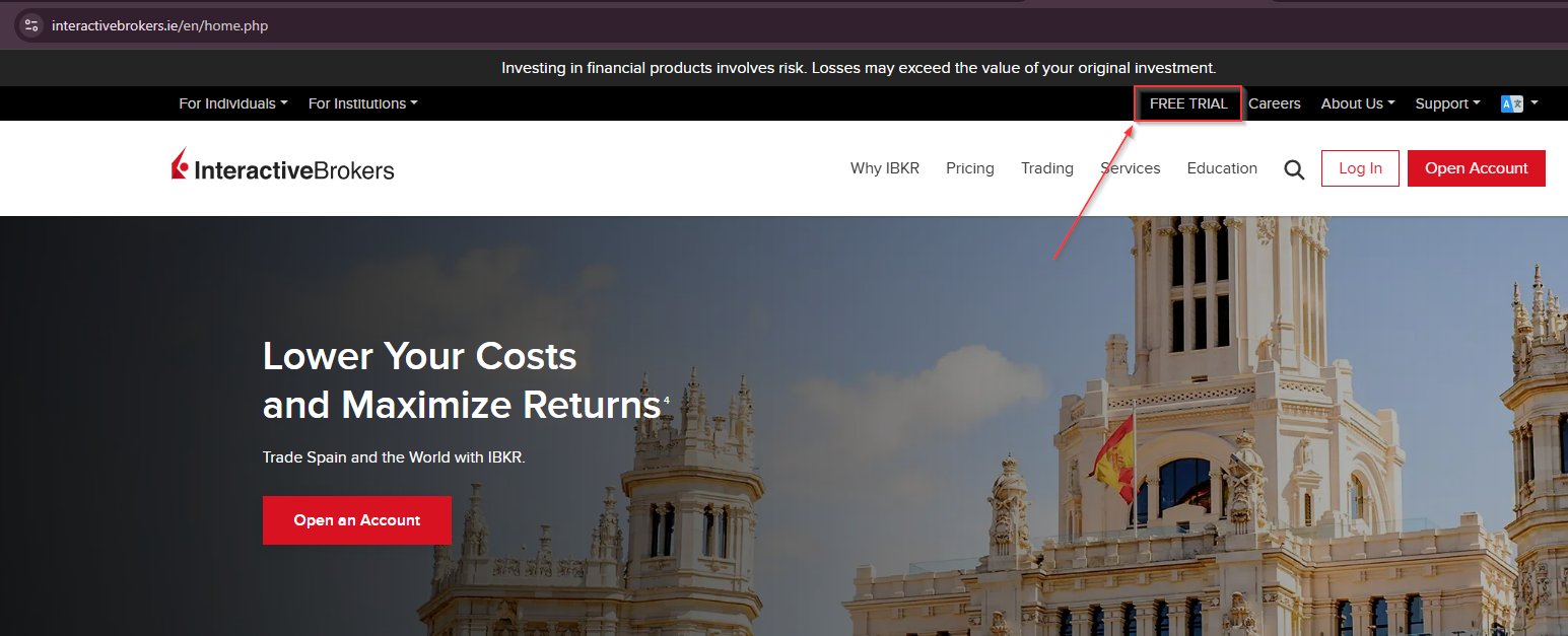 IBKR Option to open account