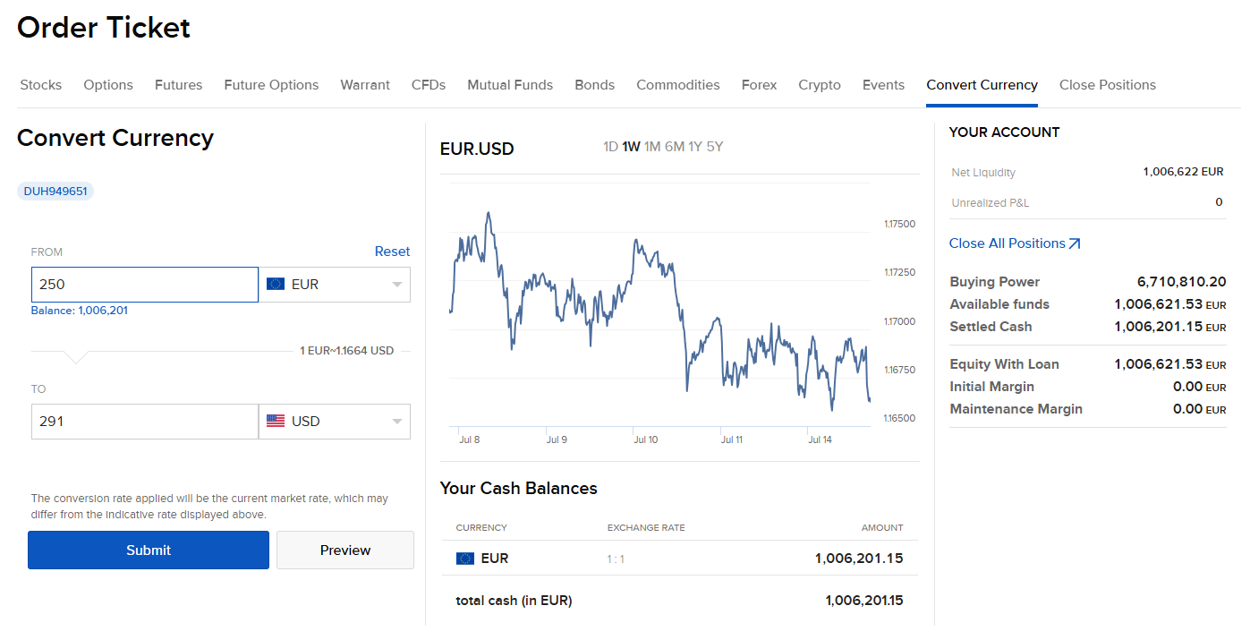 IBKR Currency exchange from Order Ticket
