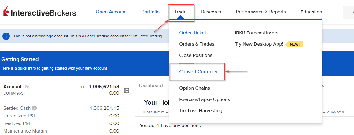 IBKR Currency exchange from Order Ticket