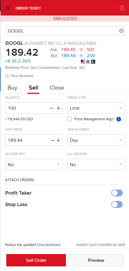 IBKR Sell Order