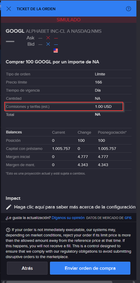 IBKR Estimacion de comisiones