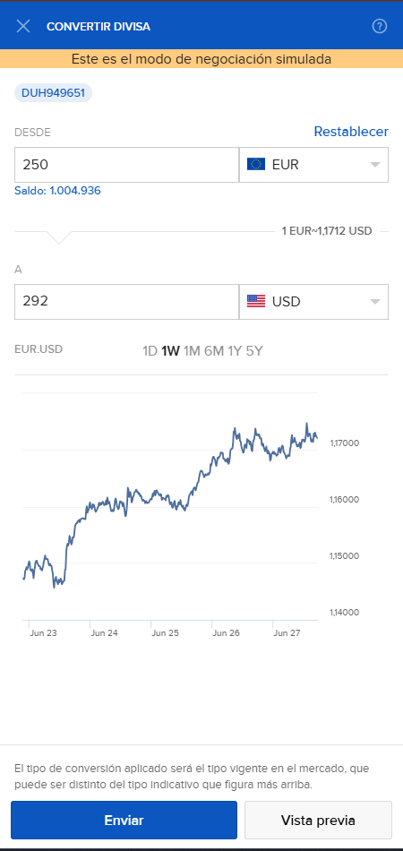 IBKR Cambio divisas desde Cartera Posiciones