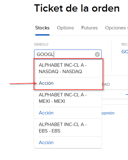 IBKR Ticket Orden GOOGL - Acción