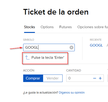 IBKR Ticket Orden GOOGL