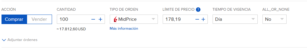 IBKR Tipo orden MidPrice